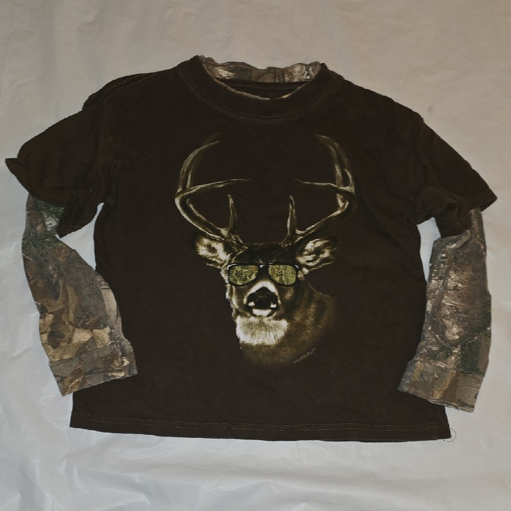 Buckwear Boys Brown Long Camo Sleeved Shirt S (6-8)